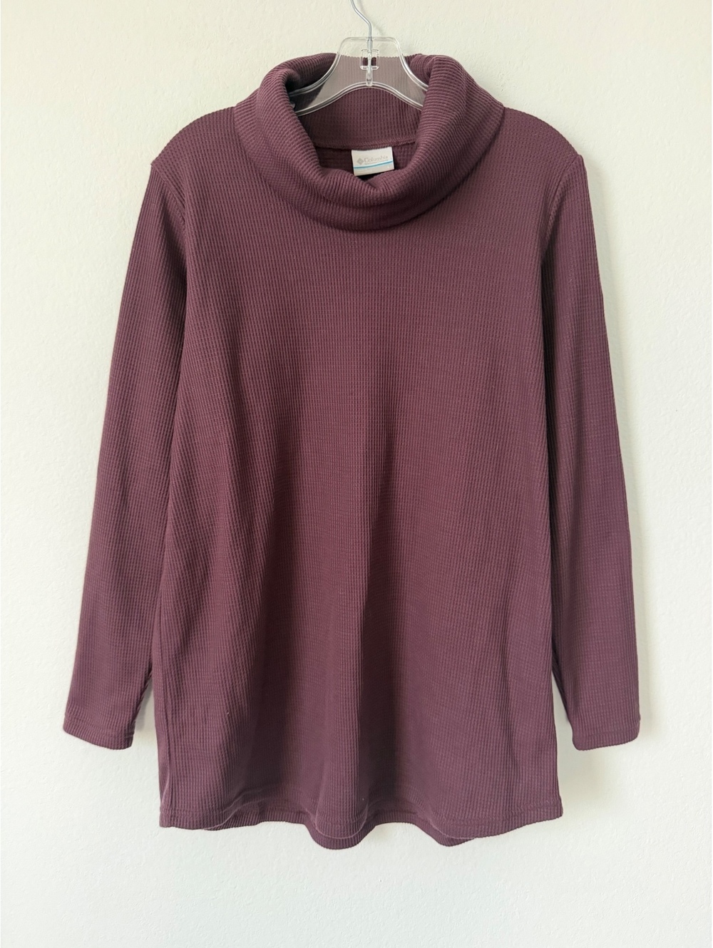 Columbia NWT Waffle Knit Burgundy Long Sleeve Thermal Tunic Women's Size L